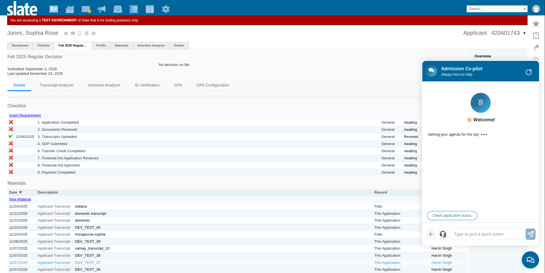 Intiate Transcript Credit Evaluation