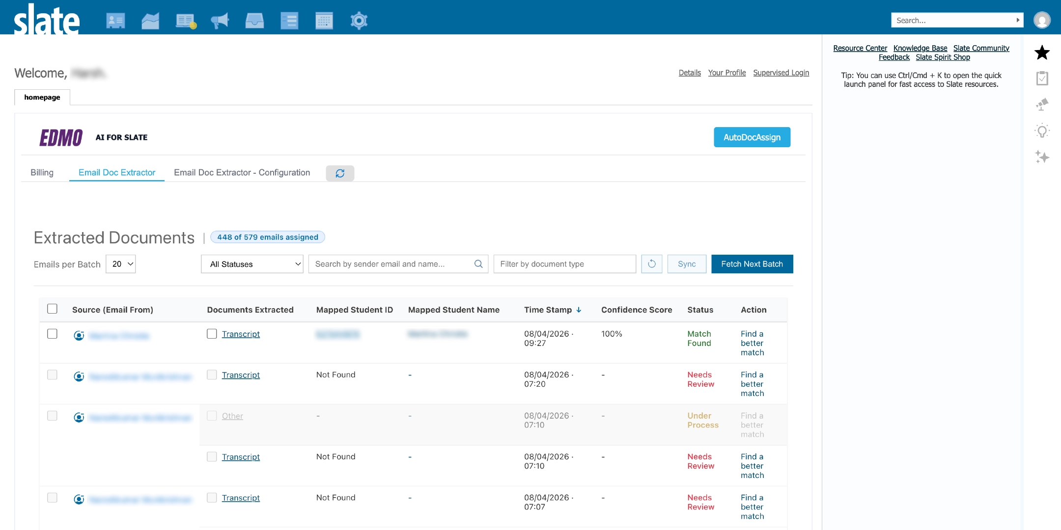 Go to the Slate Dashboard